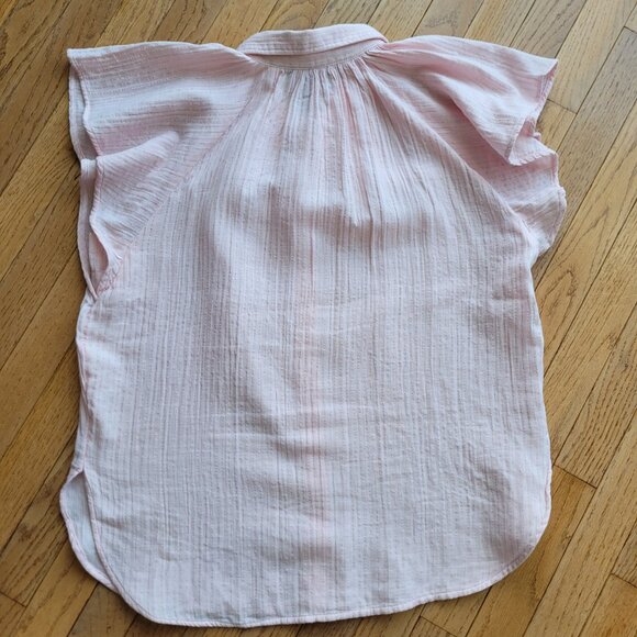 Gap Crinkle Gauze Metallic Stripe Dolman Shirt M Pastel Pink - Picture 6 of 12